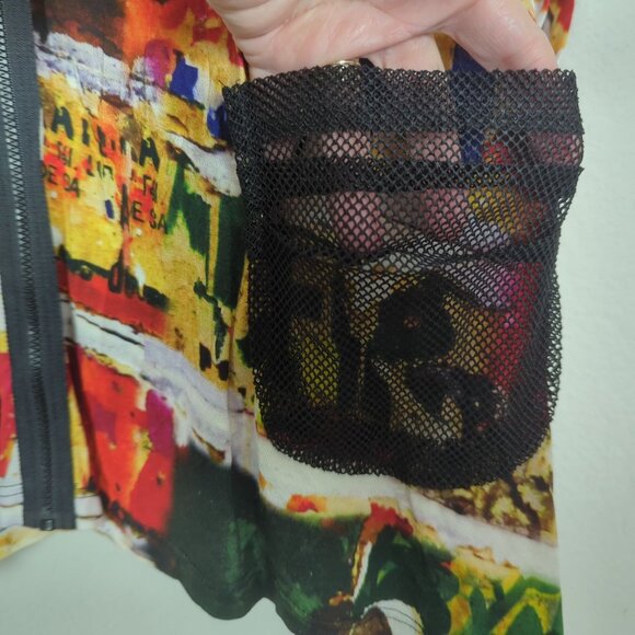 Lynn Ritchie Silver Colorful Abstract Print Open Front zip Top Logan look size M - Picture 9 of 16